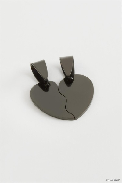 ZERO LAND Spt-Gld Heart Name Engravable Double Steel Pendant 2 (53133) cm Black
