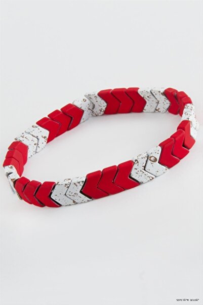 ZERO LAND Spt-Gld Fan Sergeant Hematite Natural Stone (55726) Bracelet Red
