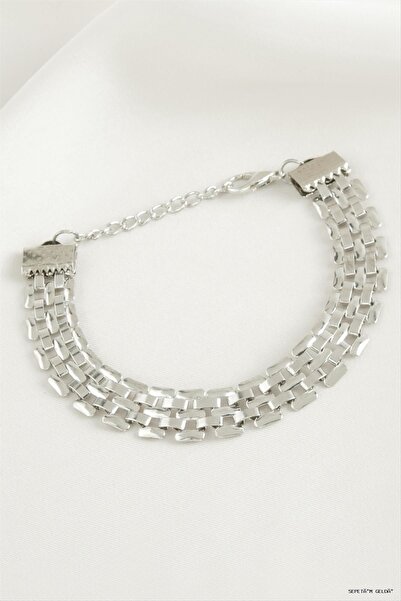 ZERO LAND Spt-Gld Straw-Shaped Ir Bracelet (50558) Silver Color