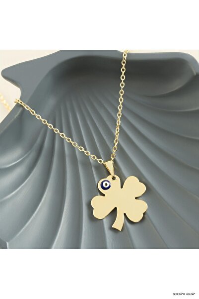 ZERO LAND Spt-Gld Clover Name Engravable (53848) Necklace Yellow