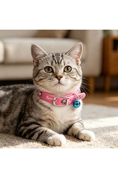 idei Silicone cat neck collar W1.0×L20‑26 cm, with metal bell, adjustable, co...