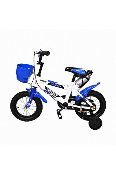 LUDIRO Bicicleta pentru copii 14 inch pentru 3-6 ani, alb albastru, cu roti a...