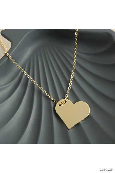 ZERO LAND Spt-Gld Heart Name Engravable Blank Plate (54903) Necklace Yellow