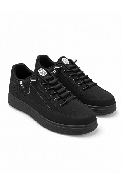 McDark Men's Rubber Laced Water Resistant Non-Yellowing Sole Sneaker Shoes-Black