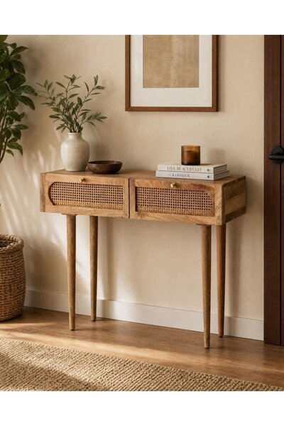 Creawood Liva %100 Masif Kestane 2 Çekmeceli Dresuar – Antre Salon Koridor Mo...