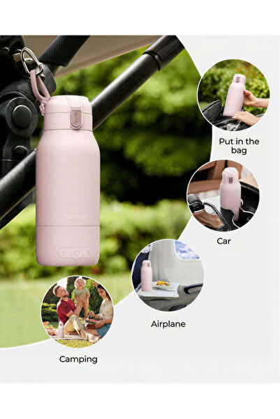 Momcozy Taşınabilir Anne Sütü ve Su Isıtıcı – 500 ml, Şarjlı, Kablosuz, Hızlı Isıtma (Pembe renk)