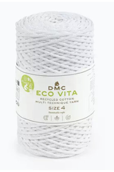 Dmc Fir pentru macrame, tricotat si crosetat Vita 4mm DMC, 250g/200m, 100 alb