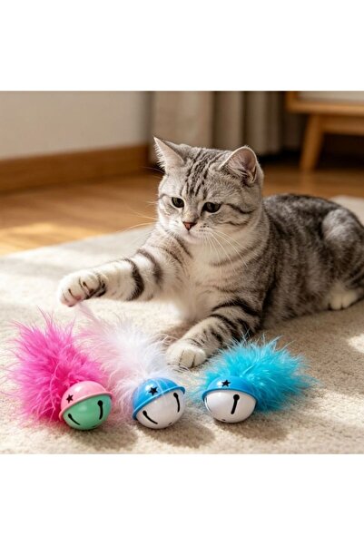 idei Interactive cat toy with noisy bell and fluffy feather tail L10*W3.8 cm,...