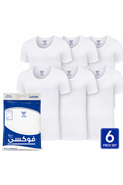 Generic Brand فوكسي طقم فنايل داخلية رجالية نصف كم – 6 قطع – أبيض – مقاسات S ...