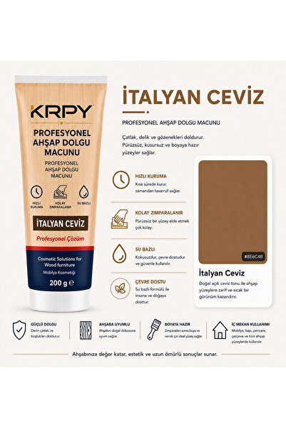 KRPY İtalyan Ceviz Tamir Macunu Mobilya Ahşap Tamir Parke Macunu 200gr