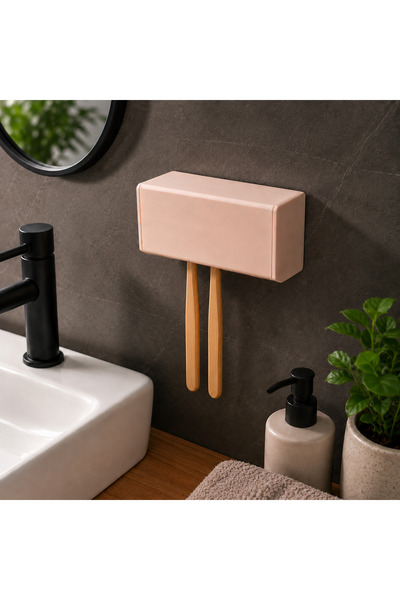 justone Toothbrush Holder with Lid Wall Mounted Bathroom Organizer