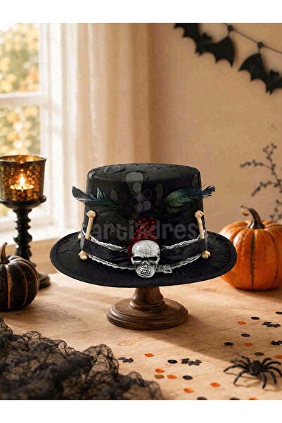 Parti Adresi Cadılar Bayramı Kuru Kafalı Şapka – Halloween Kostüm ve Parti Ak...