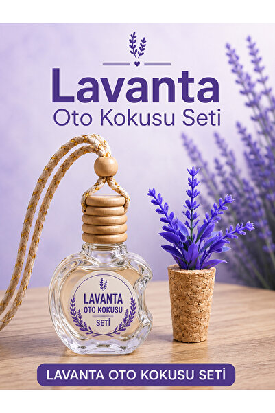 Mi-ÇA HOME Lavanta Oto Kokusu Seti 8 ML Dikiz Aynasına Asılan Bambu Kapaklı A...