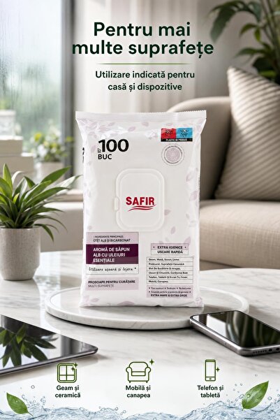 SAFİR MULTI-SURFACE WET WIPES 100PCS