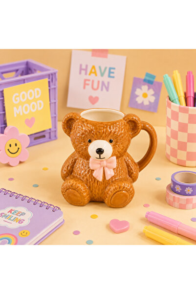 hediyeofisi Hediye Ofisi Teddy Bear 3D Seramik Kupa – Ayıcık Figürlü Sevimli ...