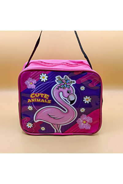 Arc Flamingo Desenli Çocuk Beslenme Çantası – Pembe Mor Omuz Askılı Model