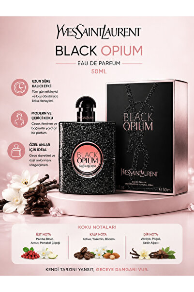 Yves Saint Laurent Black Opium 50 ml EDP – Kahve, Vanilya ve Çiçeksi Notalara...