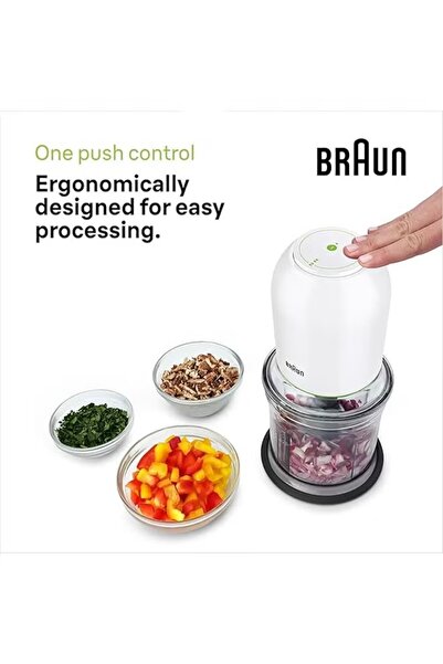 Braun BRCH3011WH جهاز تقطيع متعدد الاستخدامات 2 في 1 بسعة 500 مل باللون الأبي...
