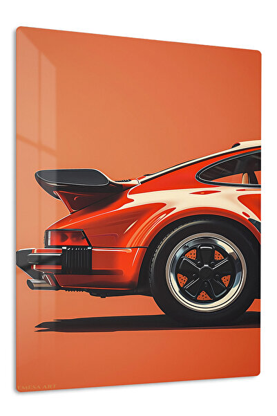 Emesa Art Orange Rear Wing Sports Car Metal Wall Art