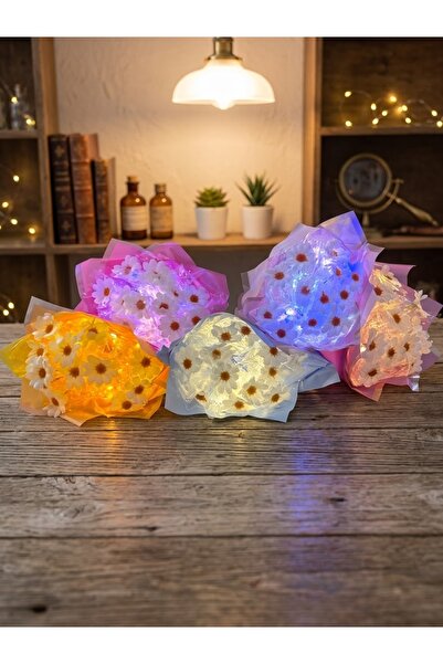 Genel Markalar Işıklı buket papatya mini boy (25 cm)3 kademeli ışıklı