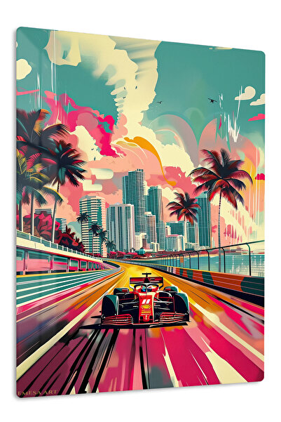 Emesa Art Miami Formula Racing Retro Metal Wall Art