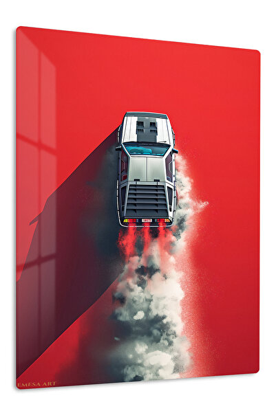 Emesa Art White Muscle Car Burnout Metal Wall Art