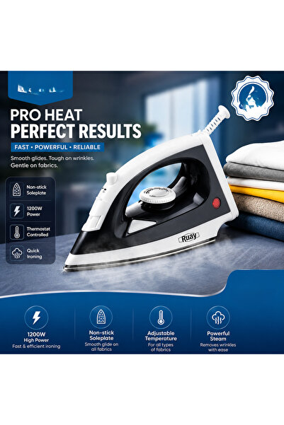 Primo Plus R036 Electric iron, 1200W, non-stick soleplate, and temperature co...
