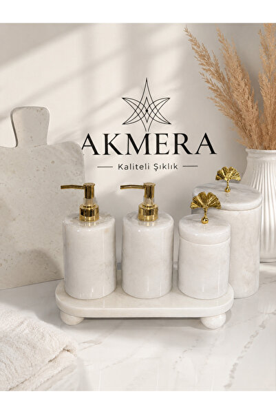 Akmera Home 6 Parça Gerçek Mermer Lüks Mutfak Seti
