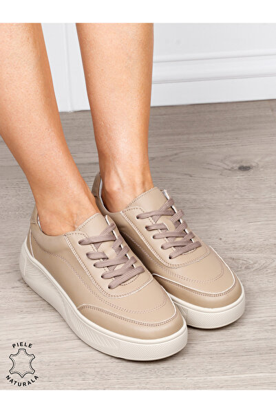 ANGEL BLUE Pantofi sport din piele naturală cu design modern 1810 beige