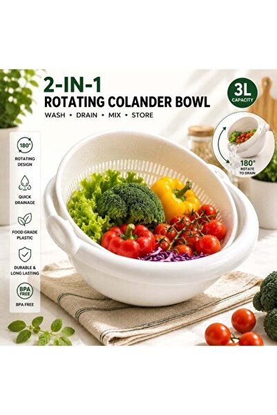 Üçsan Plastik UCSAN PLASTIK Multipurpose 3L Rotatable Colander & Mixing Bowl ...