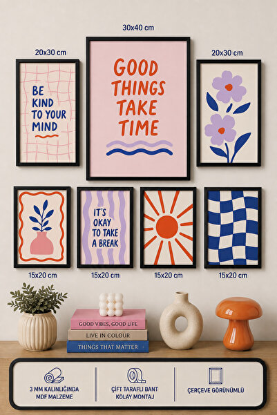 UNT Set de picturi moderne cu aspect de cadru, 7 piese |   Retro și Pop Art |...
