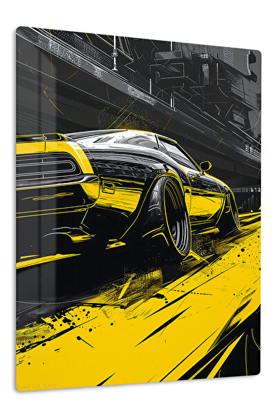 Emesa Art Yellow Black Supercar Graphic Metal Wall Art