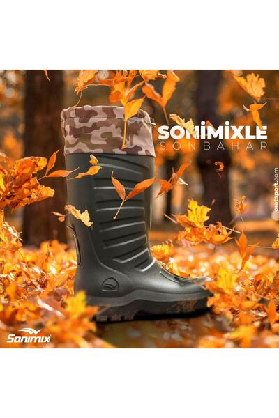 Sonimix Khaki Eva Thermal Rubber Boots with Socks
