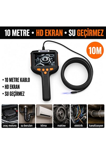 Sezy 10 Metre Endoskop Yılan Kamera Ip67 Su Geçirmez 4.3"Hd Ekranlı Ledli Tek...