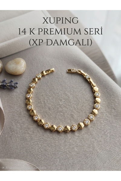 AG LUNERA Xuping 14K Gold Premium Seri Kararmaz Çelik Bileklik - XP Damgalı G...
