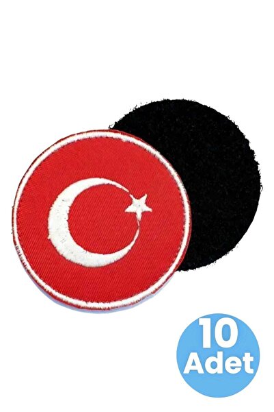 Tezzgelsin Turkish Flag Embroidery Emblem 7 cm 10 Pieces