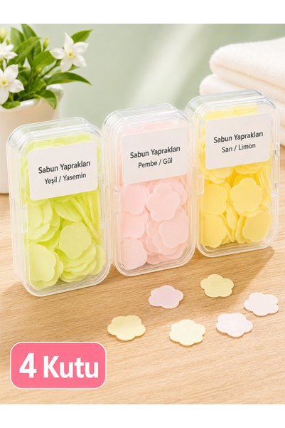 EcoVibe 4-Piece Portable Leaf Soap Set Flower Shaped Pocket Soap for School and Travel