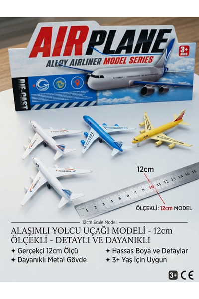 CAN OYUNCAK Metal Çek Bırak Büyük Yolcu Uçağı 12cm