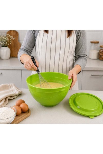 Üçsan Plastik UCSAN PLASTIK Premium 2.7L BPA-Free Food Storage Bowl with Lid | White Kitchen Mixing & Serving Container | Microwave, Freezer & Dishwasher Safe