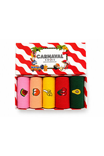 CARNAVAL SOCKS Nakışlı Meyveler Desenli 5'li Unisex Çorap Seti