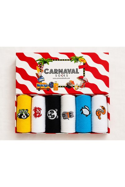 CARNAVAL SOCKS Nakışlı Hayvan Desenli 6'lı Unisex Çorap Seti