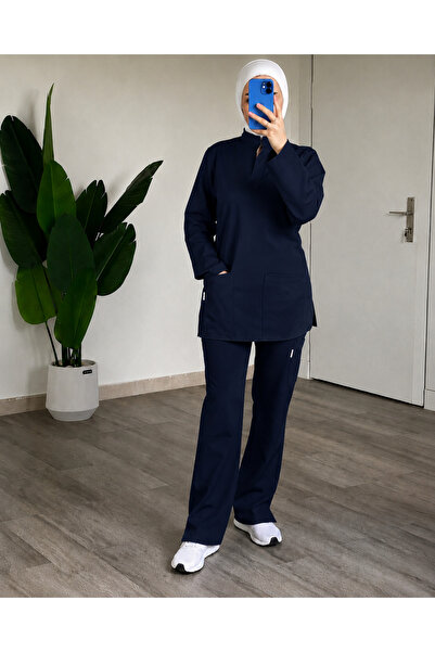 sketch Full set Women's Long Sleeve Scrub Dark Blue