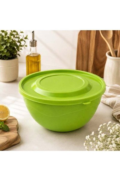 Üçsan Plastik UCSAN PLASTIK Premium 2.7L BPA-Free Food Storage Bowl with Lid | White Kitchen Mixing & Serving Container | Microwave, Freezer & Dishwasher Safe