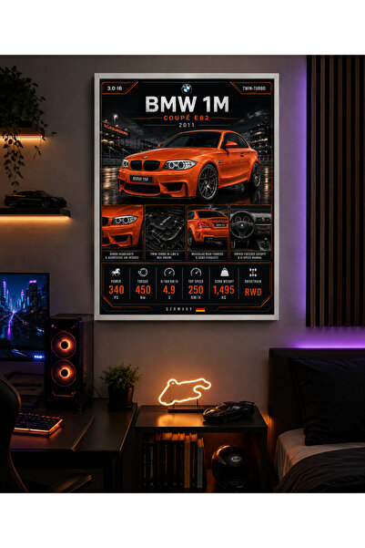 Miutic Print Studio Tablou decorativ auto BMW 1M Coupé E82 2011, Tablou tehni...
