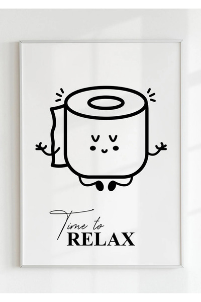 NT Handmade Natural Wood Framed Fun Toilet Paper Time to Relax Bathroom Wc To...