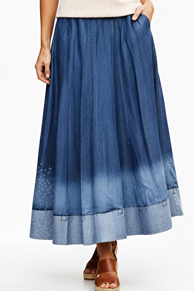 MissWhence Panelled Denim Maxi Skirt