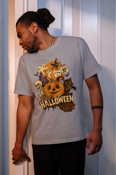 MVRDAR Tricouri unisex 100% bumbac colecția Halloween, Spooky și Horror