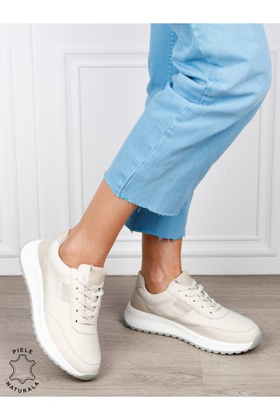 ANGEL BLUE Pantofi sport din piele naturală pentru confort și stil 1813 cream