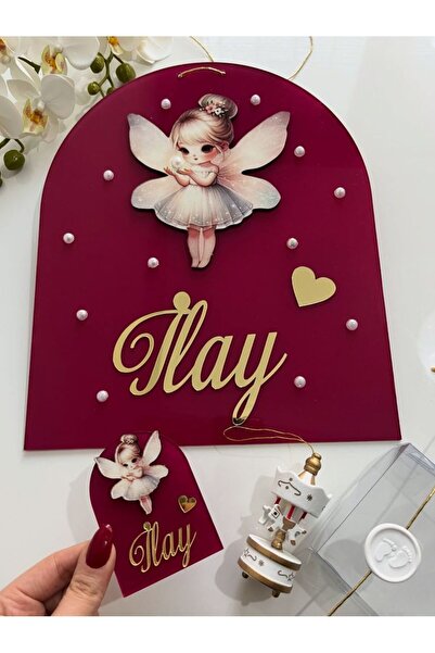 NETHOMEART Kız bebek - Yenidoğan kapı süsü ve 20 magnet set