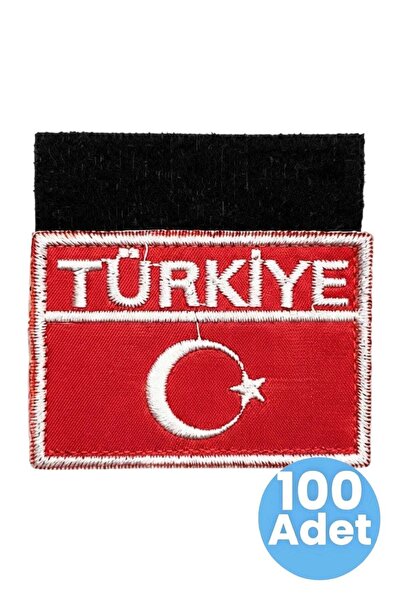 Tezzgelsin Turkish Flag Turkey Written Embroidery Emblem Rectangular Velcro 5...